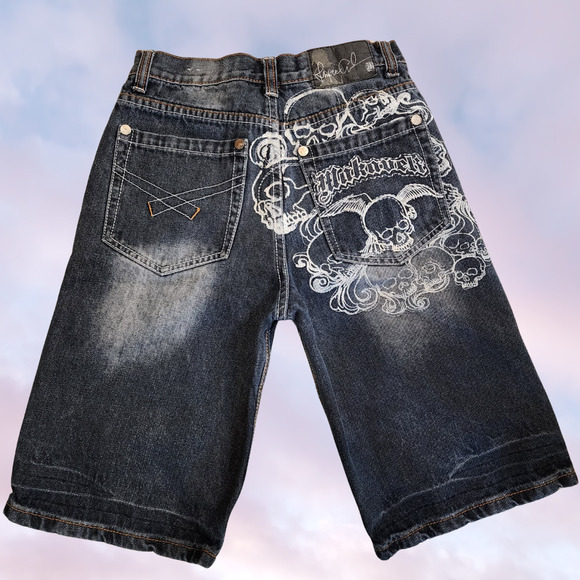 Vtg Y2k Makaveli Tupac 2Pac Rapper Skull Skate Urban Hip Hop Junior Shorts Sz 12 - Picture 2 of 10